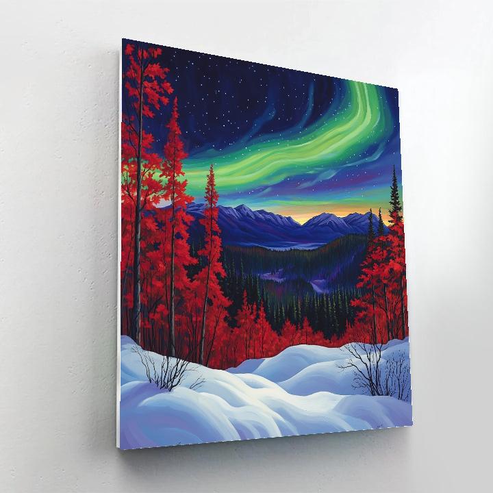 A.Y. Jackson Inspired Aurora Over The Laurentian Granite Sweep Paint by numbers kits