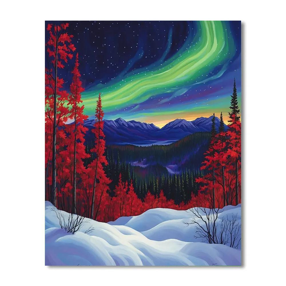 A.Y. Jackson Inspired Aurora Over The Laurentian Granite Sweep Paint by numbers kits