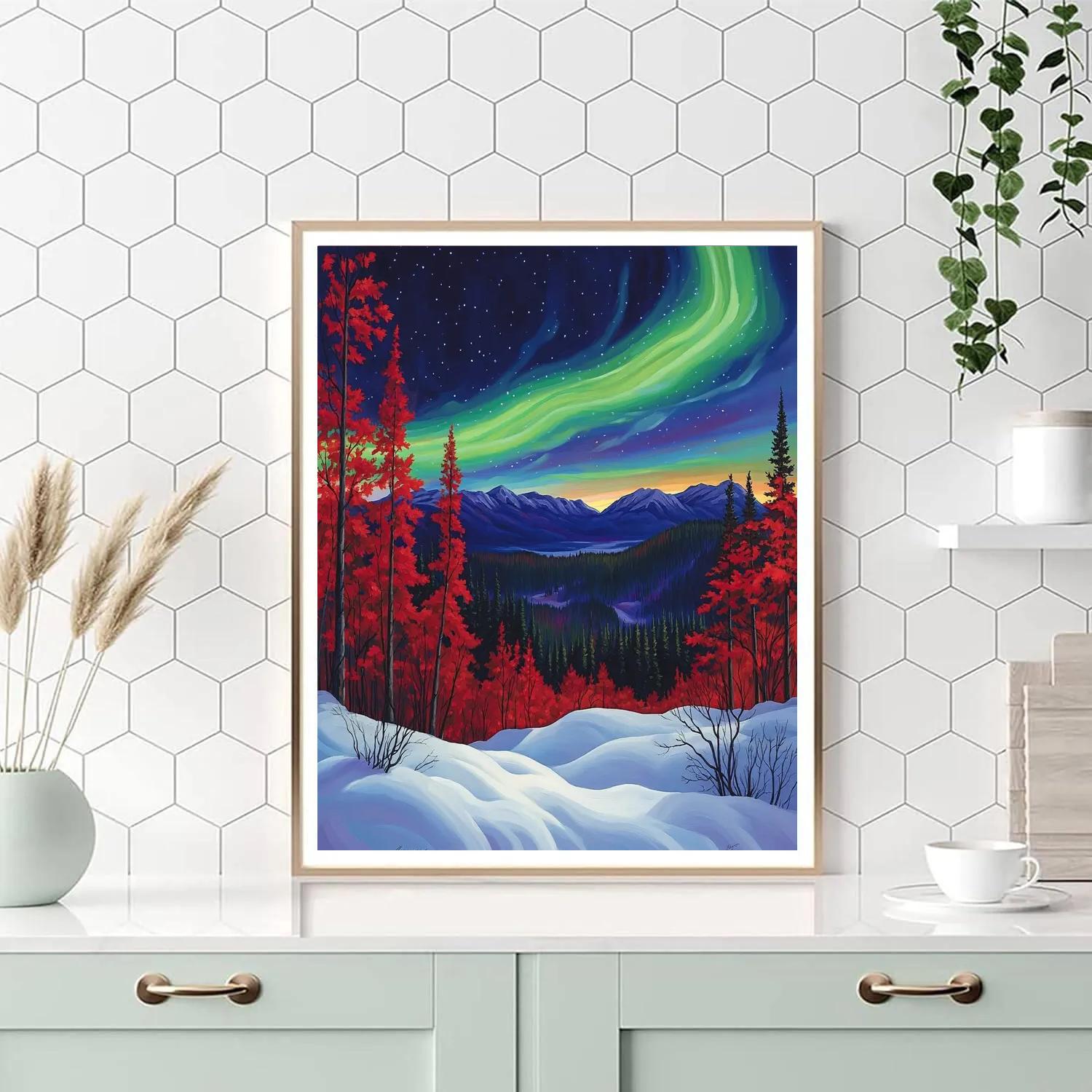 A.Y. Jackson Inspired Aurora Over The Laurentian Granite Sweep Paint by numbers kits