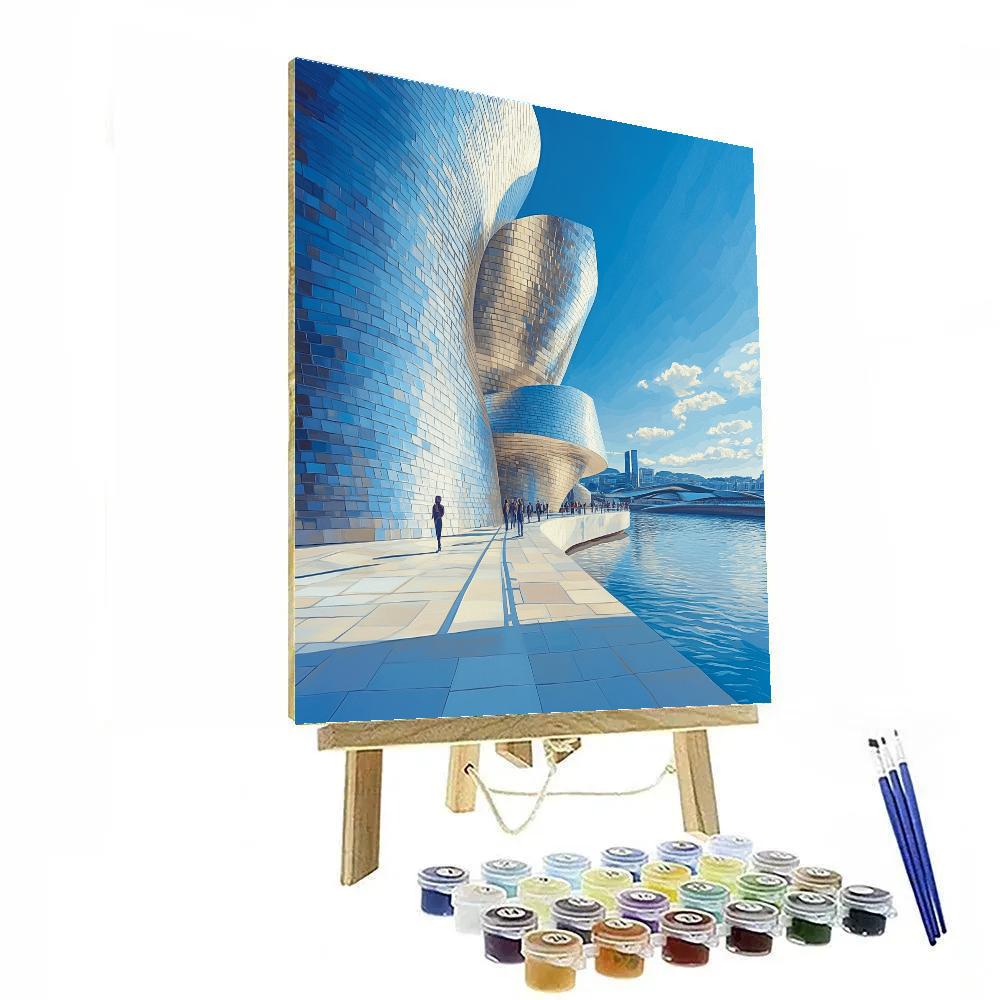 Guggenheim Museum Titanium Curves Bilbao Spain Painting by numbers kit