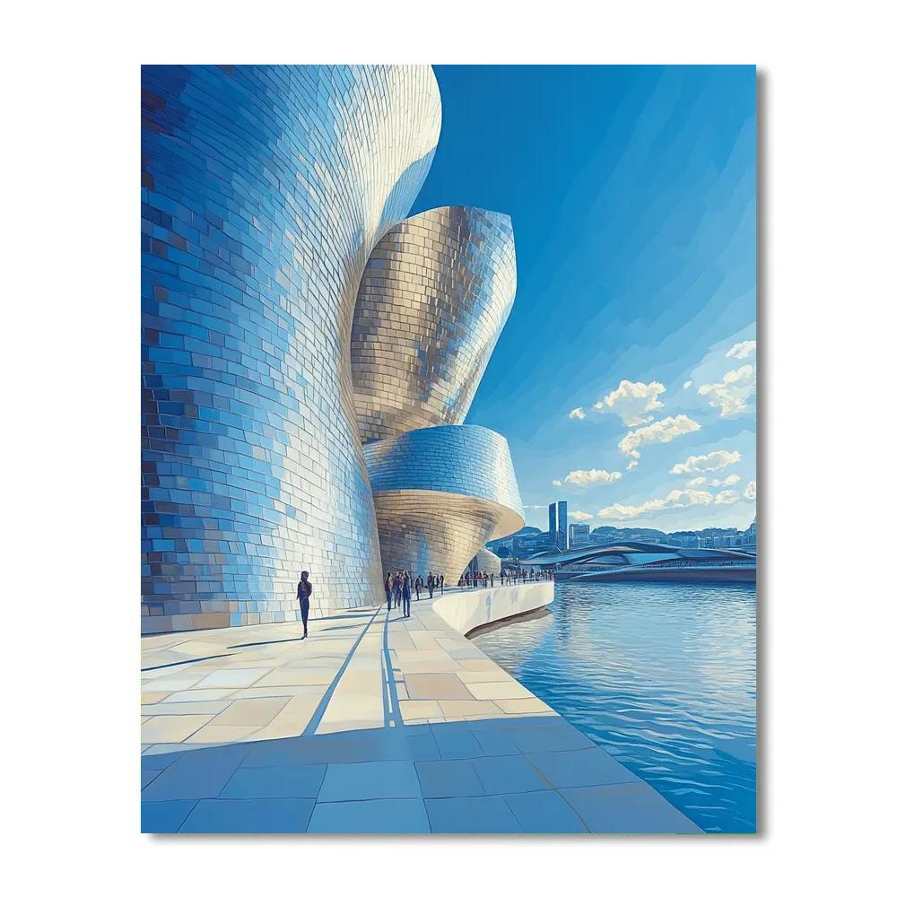 Guggenheim Museum Titanium Curves Bilbao Spain Painting by numbers kit