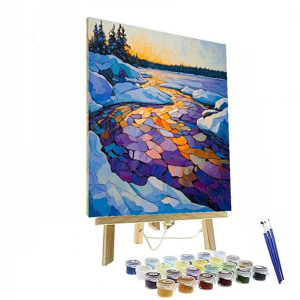 A.Y. Jackson Inspired Thaw Breakup On A Northern Lake Of Colorful Snow DIY paint by numbers