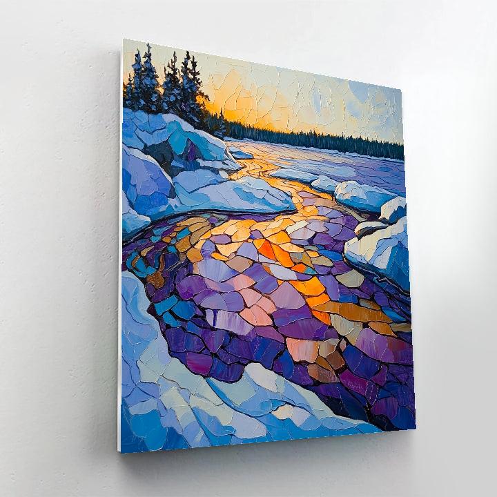 A.Y. Jackson Inspired Thaw Breakup On A Northern Lake Of Colorful Snow DIY paint by numbers
