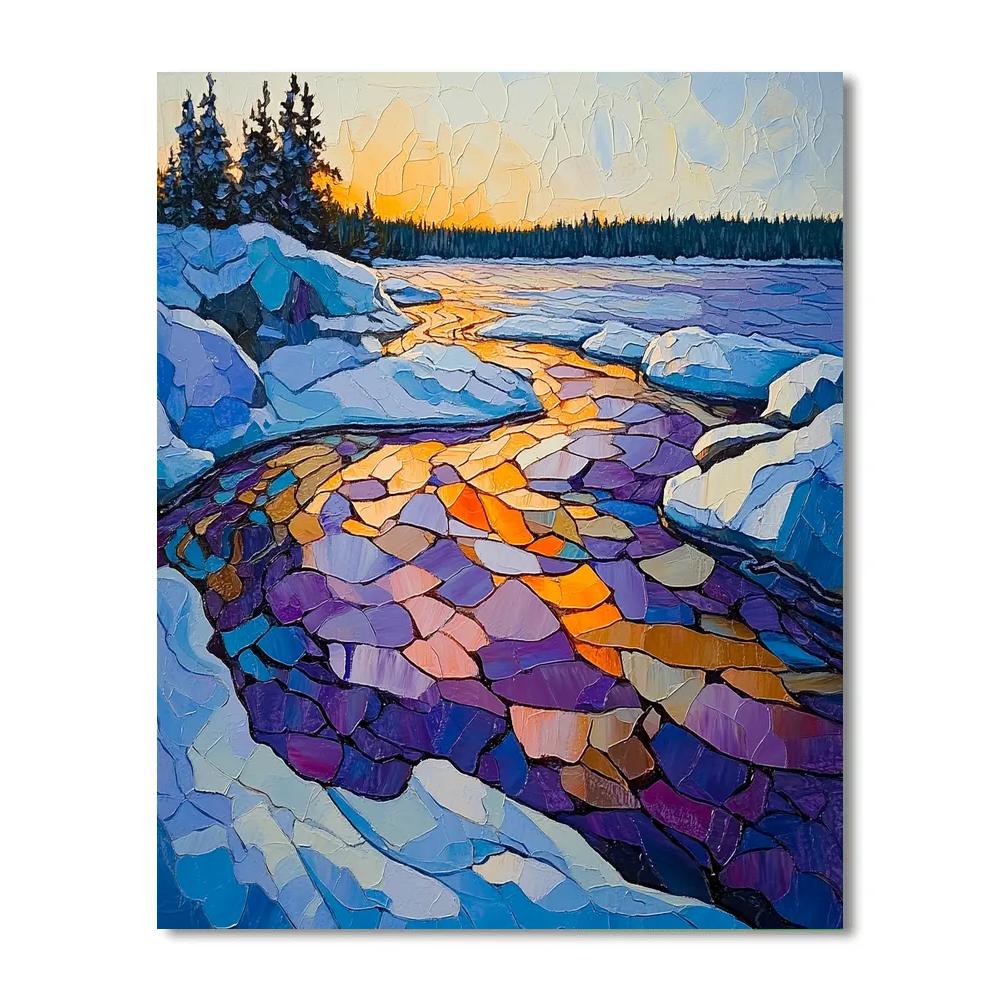 A.Y. Jackson Inspired Thaw Breakup On A Northern Lake Of Colorful Snow DIY paint by numbers