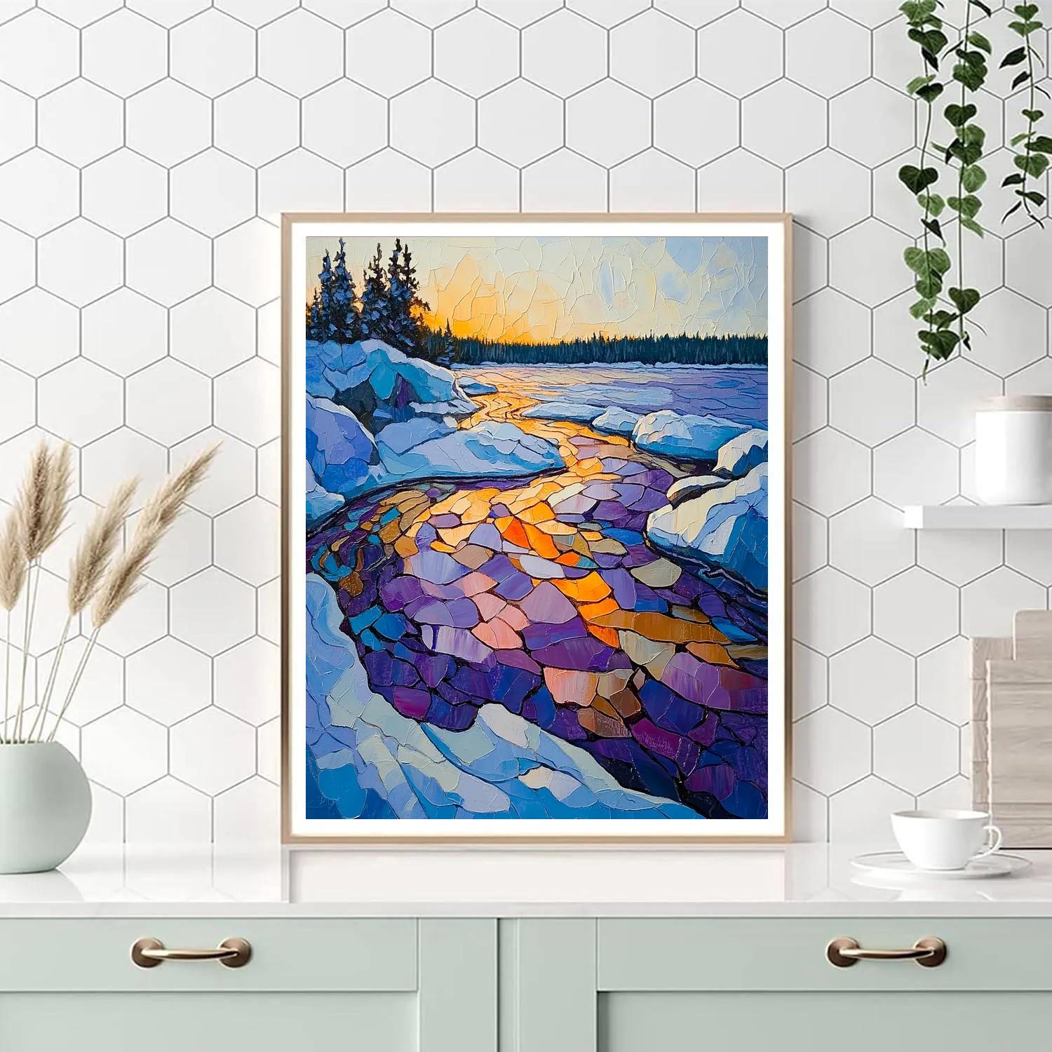 A.Y. Jackson Inspired Thaw Breakup On A Northern Lake Of Colorful Snow DIY paint by numbers