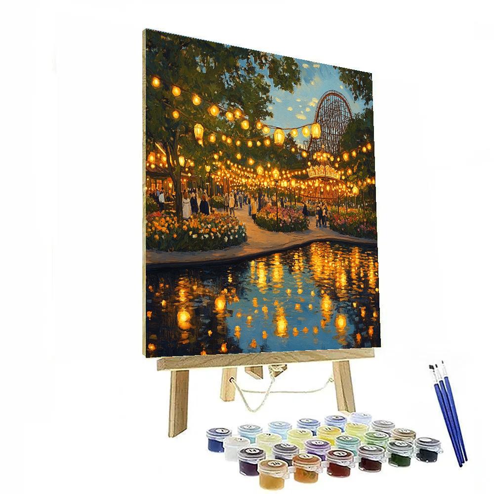 Tivoli Gardens Evening Glow Copenhagen Denmark Painting by numbers kit