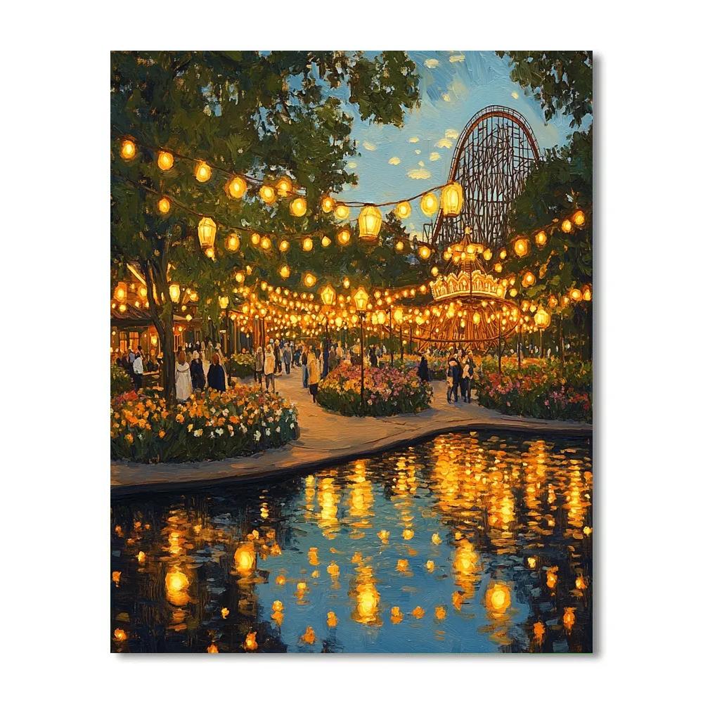 Tivoli Gardens Evening Glow Copenhagen Denmark Painting by numbers kit
