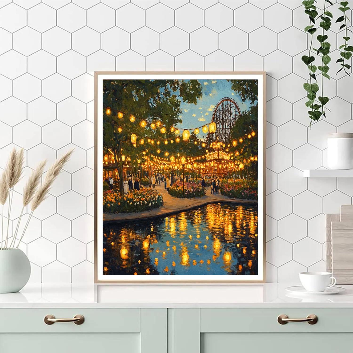 Tivoli Gardens Evening Glow Copenhagen Denmark Painting by numbers kit