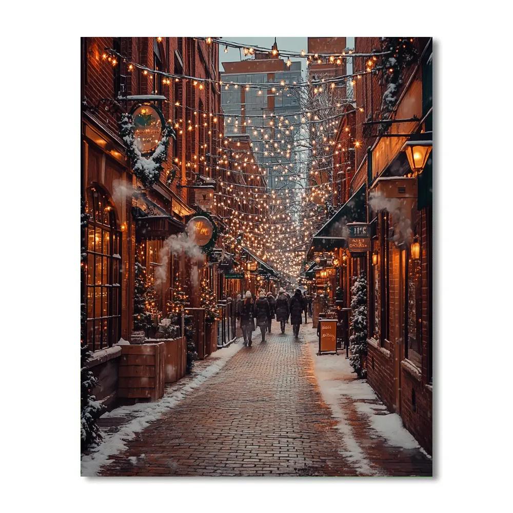The Distillery District Cobblestone Lane Winter Toronto Canada Paint by numbers art