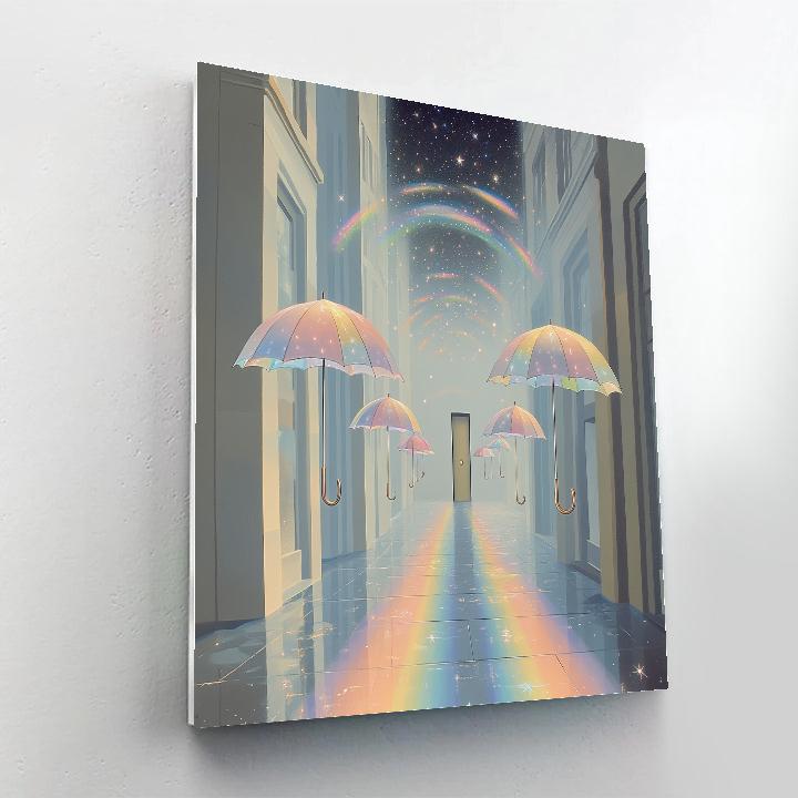 René Magritte Inspired Floating Umbrella Rainbows Paint by numbers kits