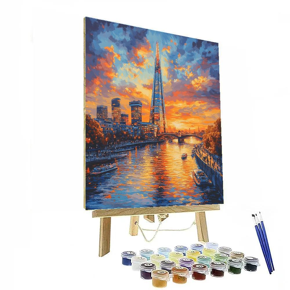 The Shard View From Southbank Sunset London United Kingdom paint by color