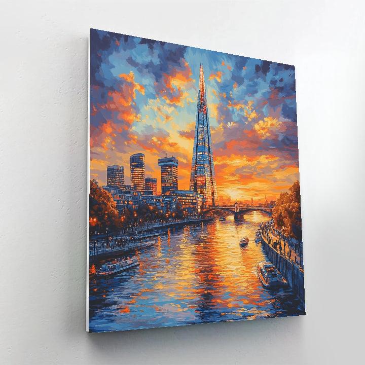 The Shard View From Southbank Sunset London United Kingdom paint by color