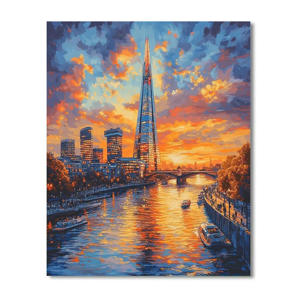The Shard View From Southbank Sunset London United Kingdom paint by color
