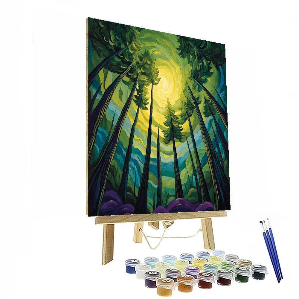 Emily Carr Inspired Cathedral Cedar Vortex Numbered painting kits
