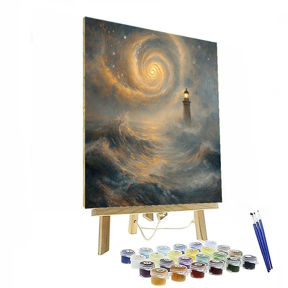 JMW Turner Inspired Storm Over Lighthouse And Galaxy paint by number