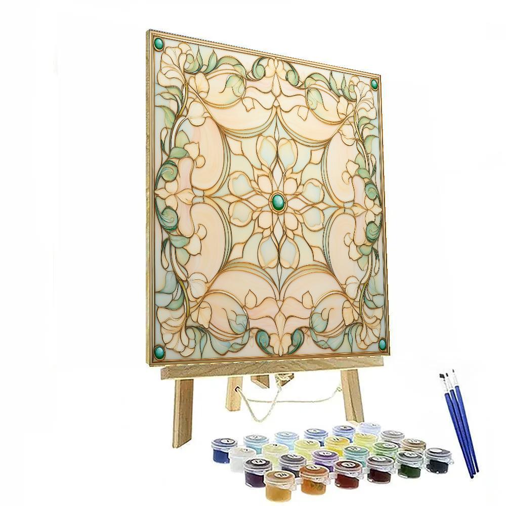 Alphonse Mucha Inspired Aurora Lattice Of Equinox paint by number