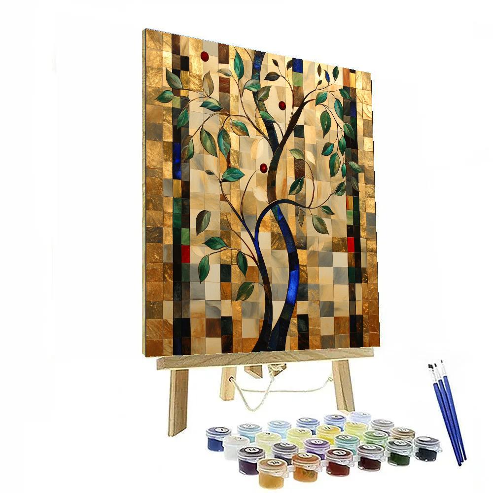 Gustav Klimt Inspired Auroral Canopy Of Golden Leaves paint by numbers