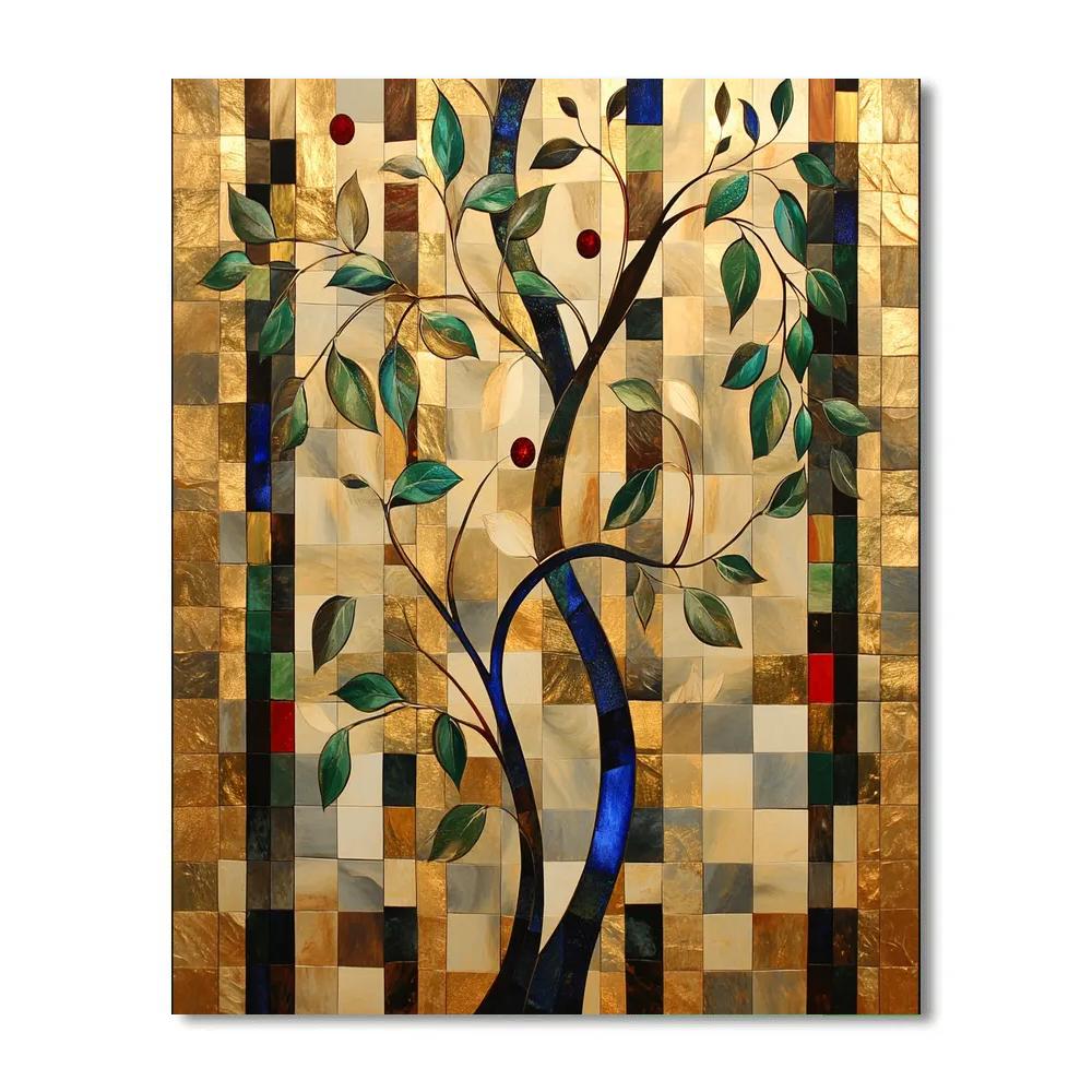 Gustav Klimt Inspired Auroral Canopy Of Golden Leaves paint by numbers