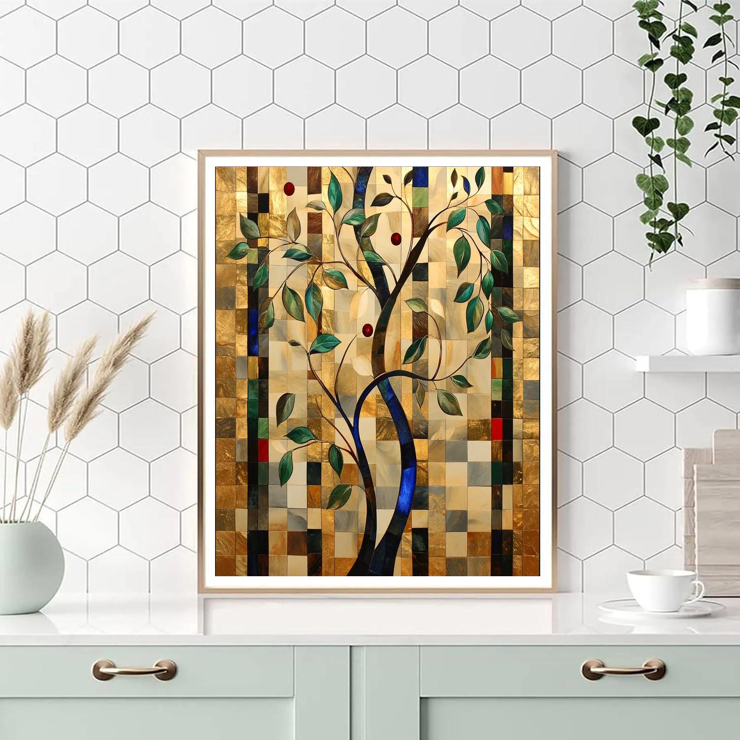 Gustav Klimt Inspired Auroral Canopy Of Golden Leaves paint by numbers