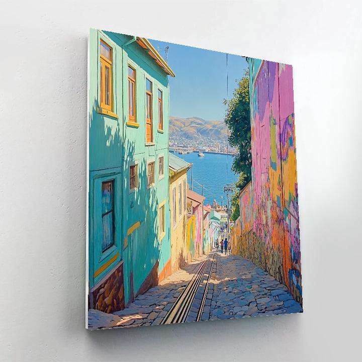 Valparaiso Hilltop Funicular View Valparaiso Chile painting number kit