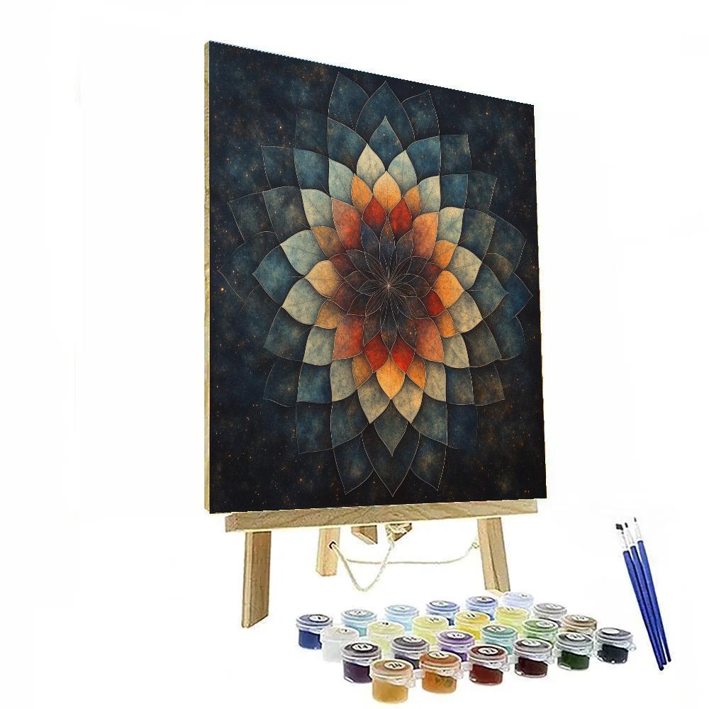 Nandalal Bose Inspired Cosmic Lotus Nebula Mandala Numbered painting kits