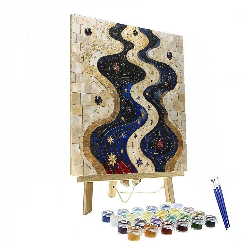 Gustav Klimt Inspired Nebula River Of Ornamented Stardust Paint by numbers kits