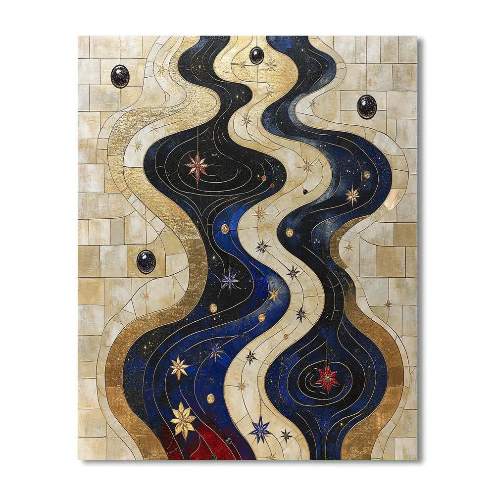 Gustav Klimt Inspired Nebula River Of Ornamented Stardust Paint by numbers kits
