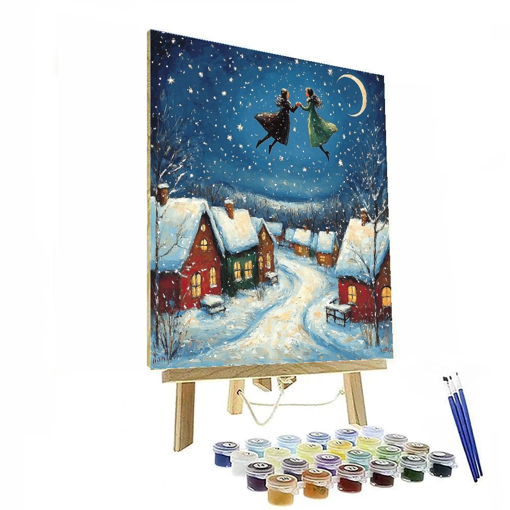 Marc Chagall Inspired Lovers Over Winter Village Sky Paint by numbers kits