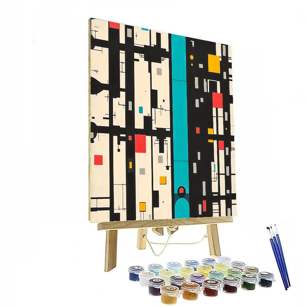 Piet Mondrian Inspired Futuristic City Grid Paint by numbers art