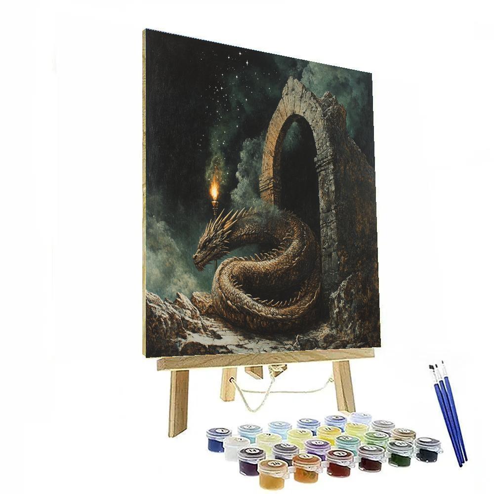 Caravaggio Inspired Mythic Dragon In Torchlight paint by number