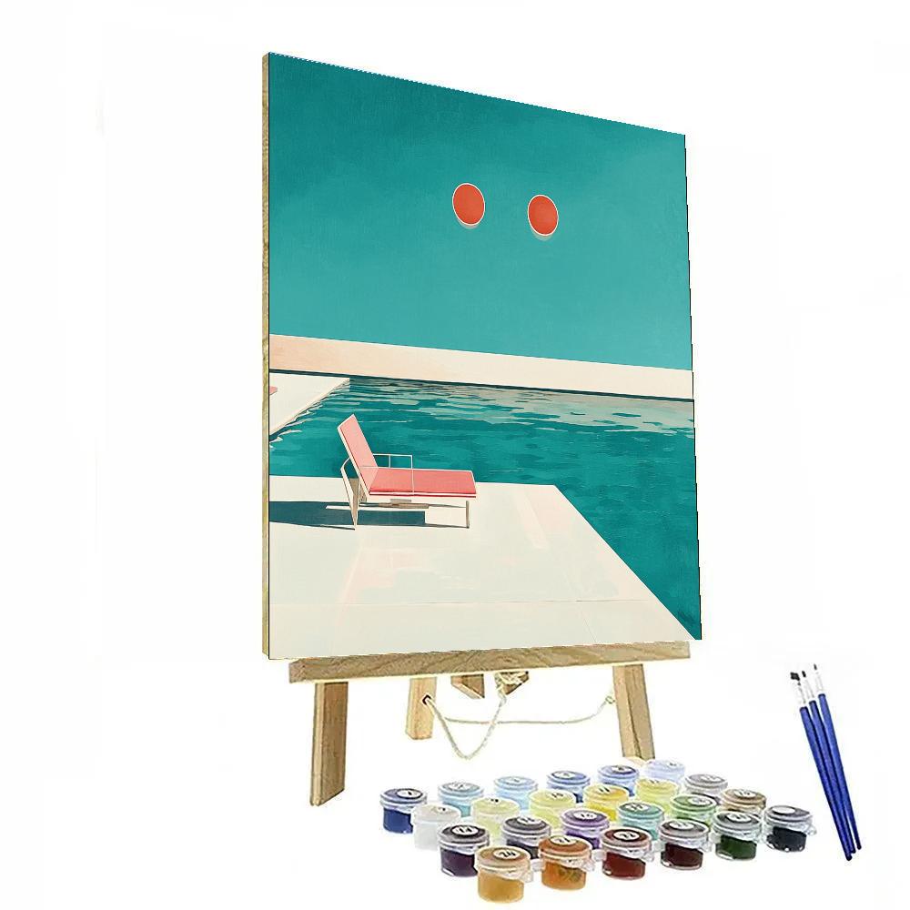 David Hockney Inspired Swimming Pool Under Twin Suns painting number kit