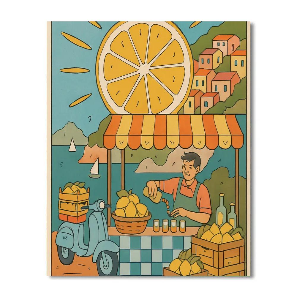Lemon Oracle Italy Market Scene paint by numbers