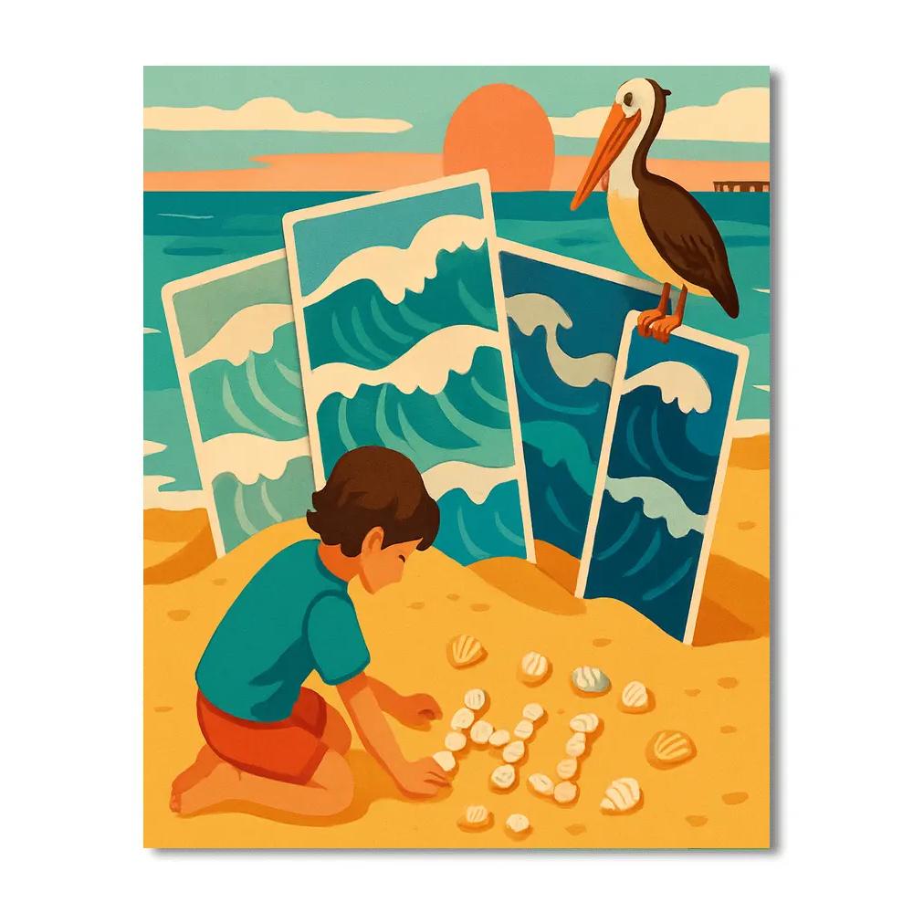 Neon Tide Beach Postcards Number painting