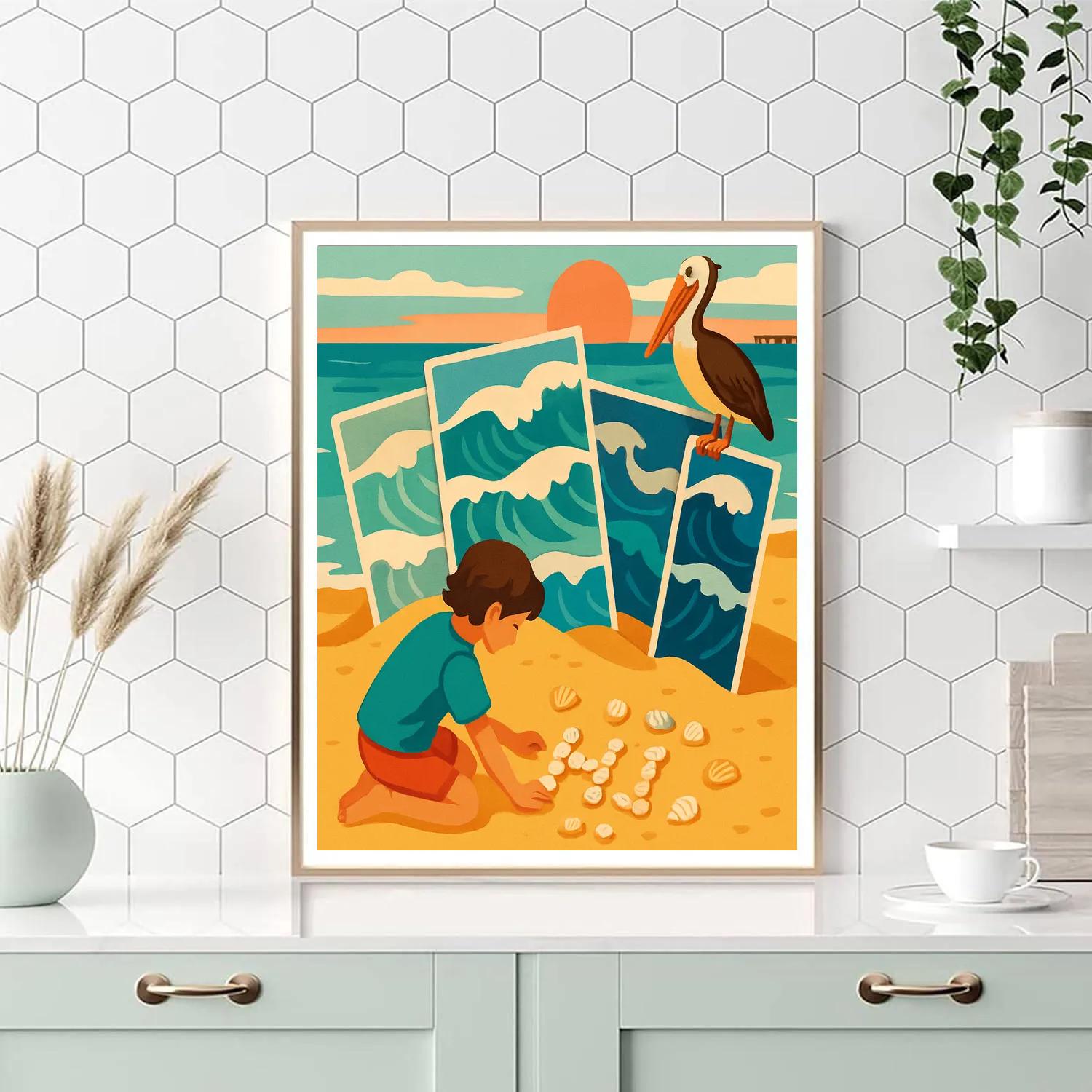 Neon Tide Beach Postcards Number painting