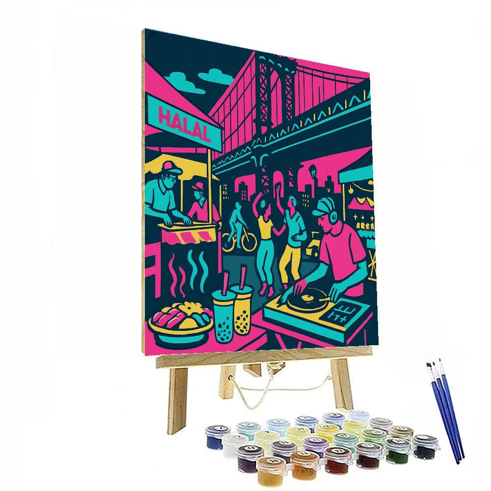 Vinyl Night Market In New York Painting by numbers kit