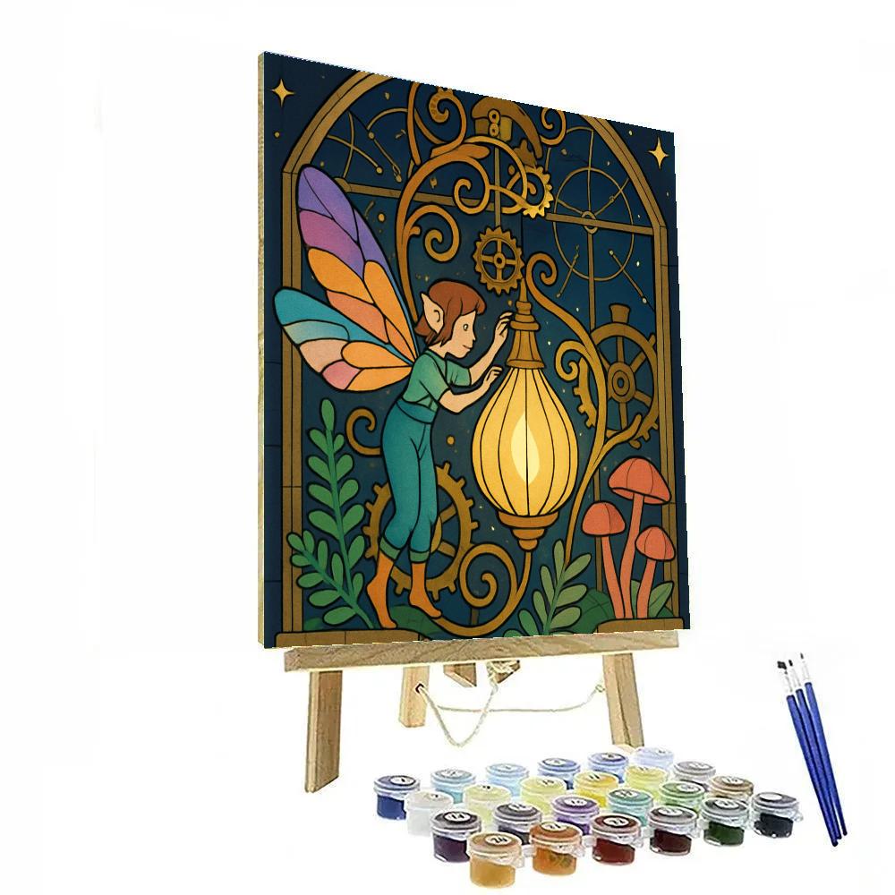 Clockwork Conservatory With Fairy Lanterns painting number kit