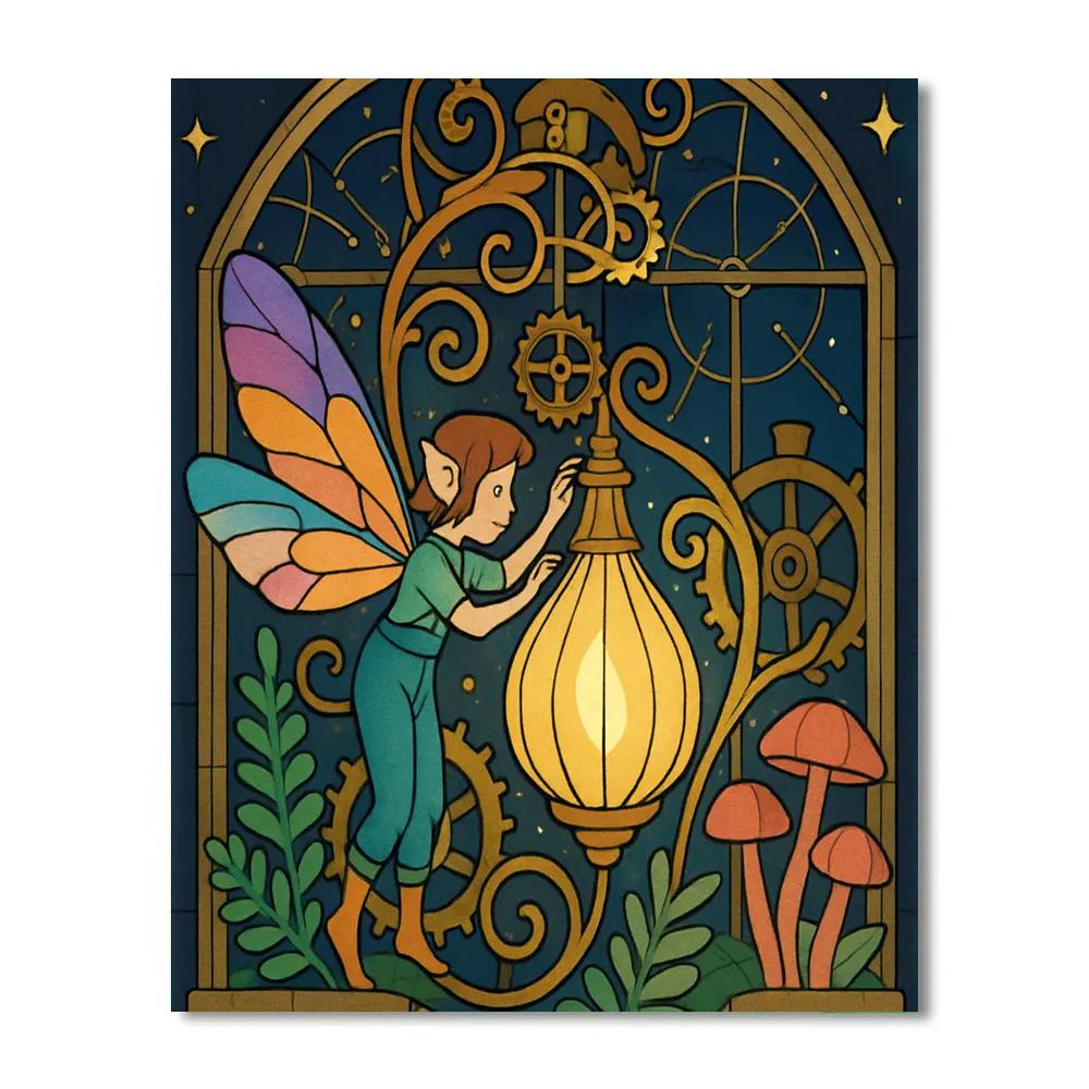 Clockwork Conservatory With Fairy Lanterns painting number kit