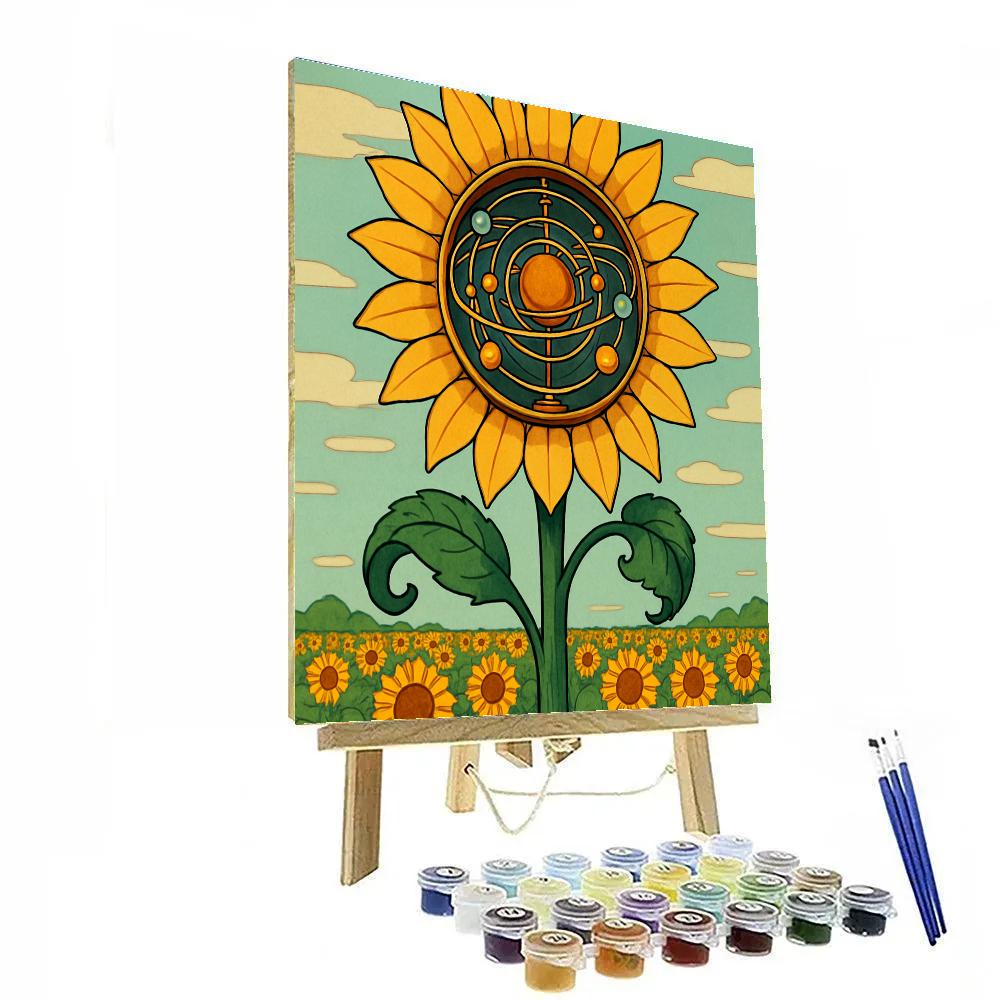 Clockwork Sunflower Orrery Garden paint by numbers