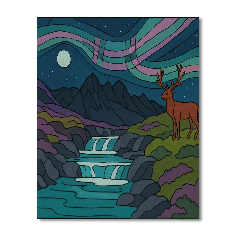 Scotland-Kaleidoscope Aurora Over The Fairy Pools paint by numbers