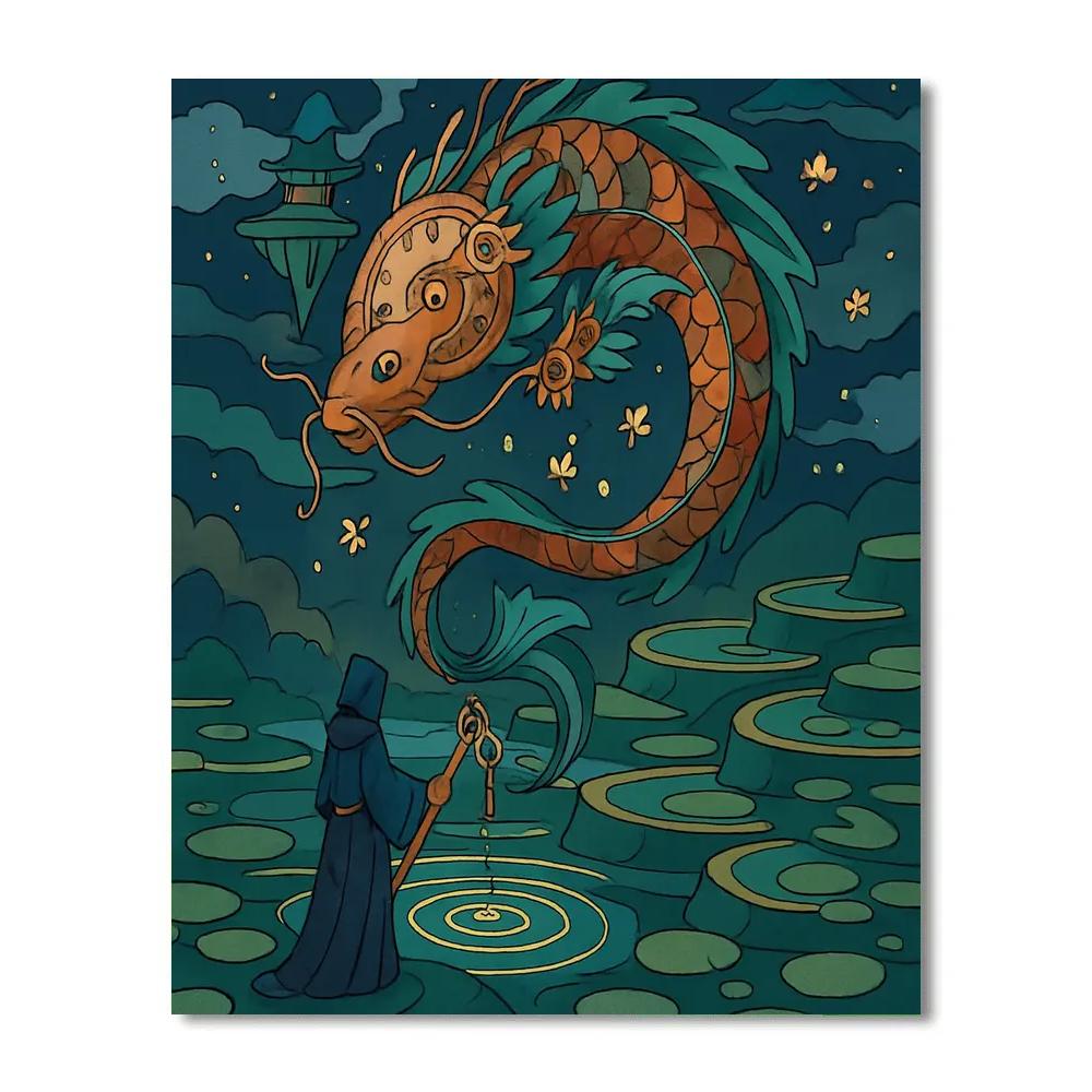 Clockwork Koi Gardens In Fantasy Twilight Number painting