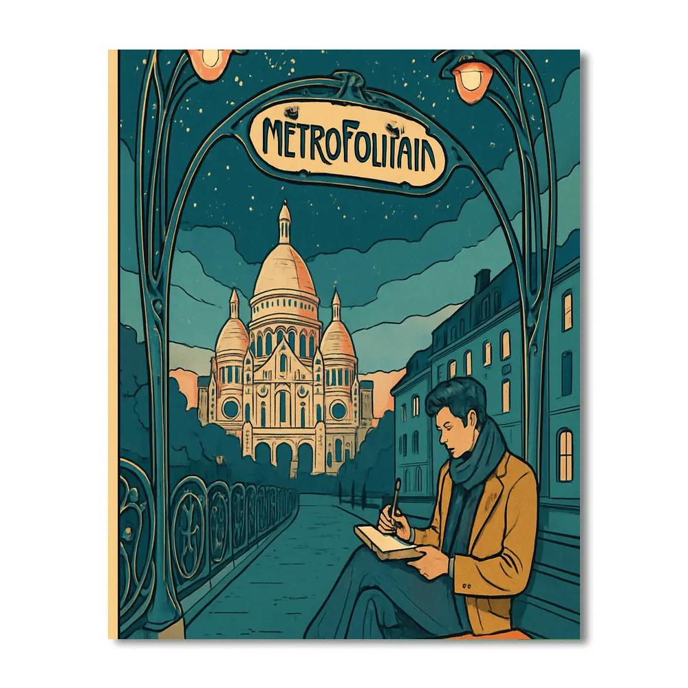 Clockwork Metro Paris Poster paint by numbers