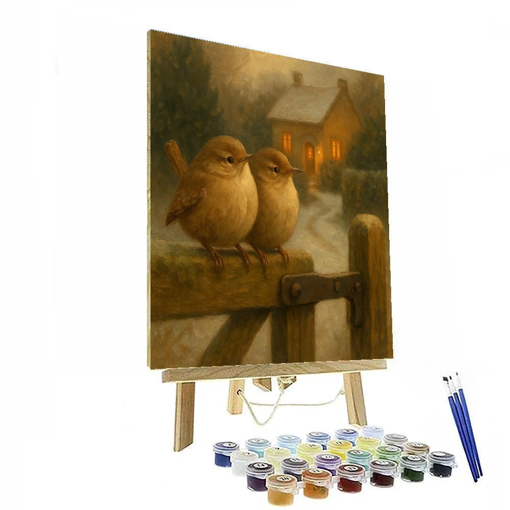 Lantern Light Wrens At The Cottage Gate Paint by numbers art