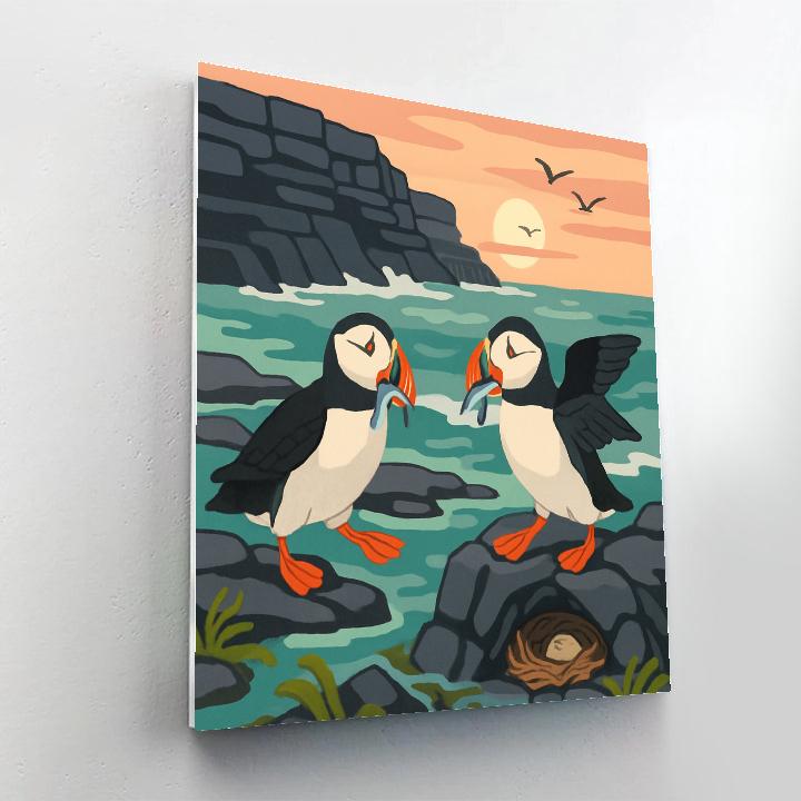 Tidepool Nests With Birds At Dusk Paint by numbers art