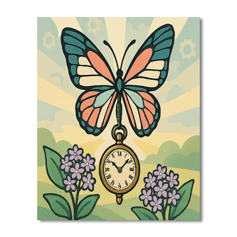 Clockwork Metamorphosis Butterfly Garden paint by color