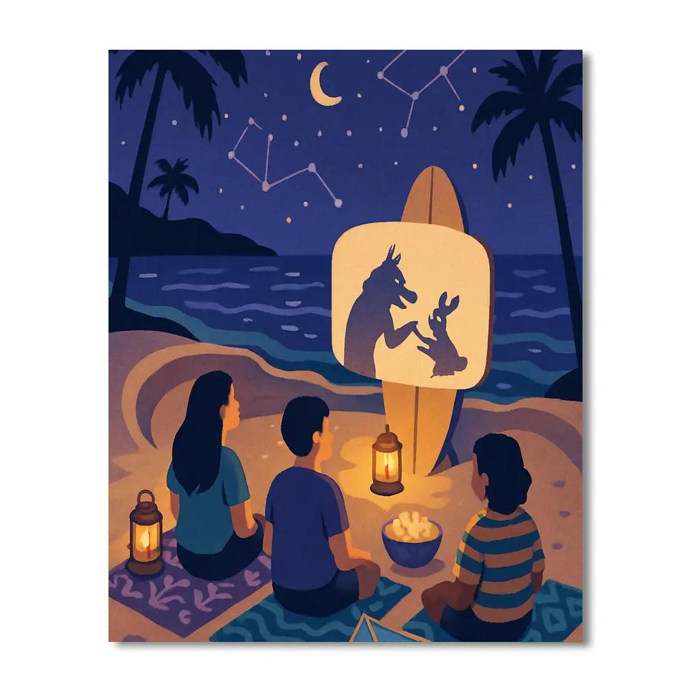 Sand Theater Under The Stars At Beach paint by numbers