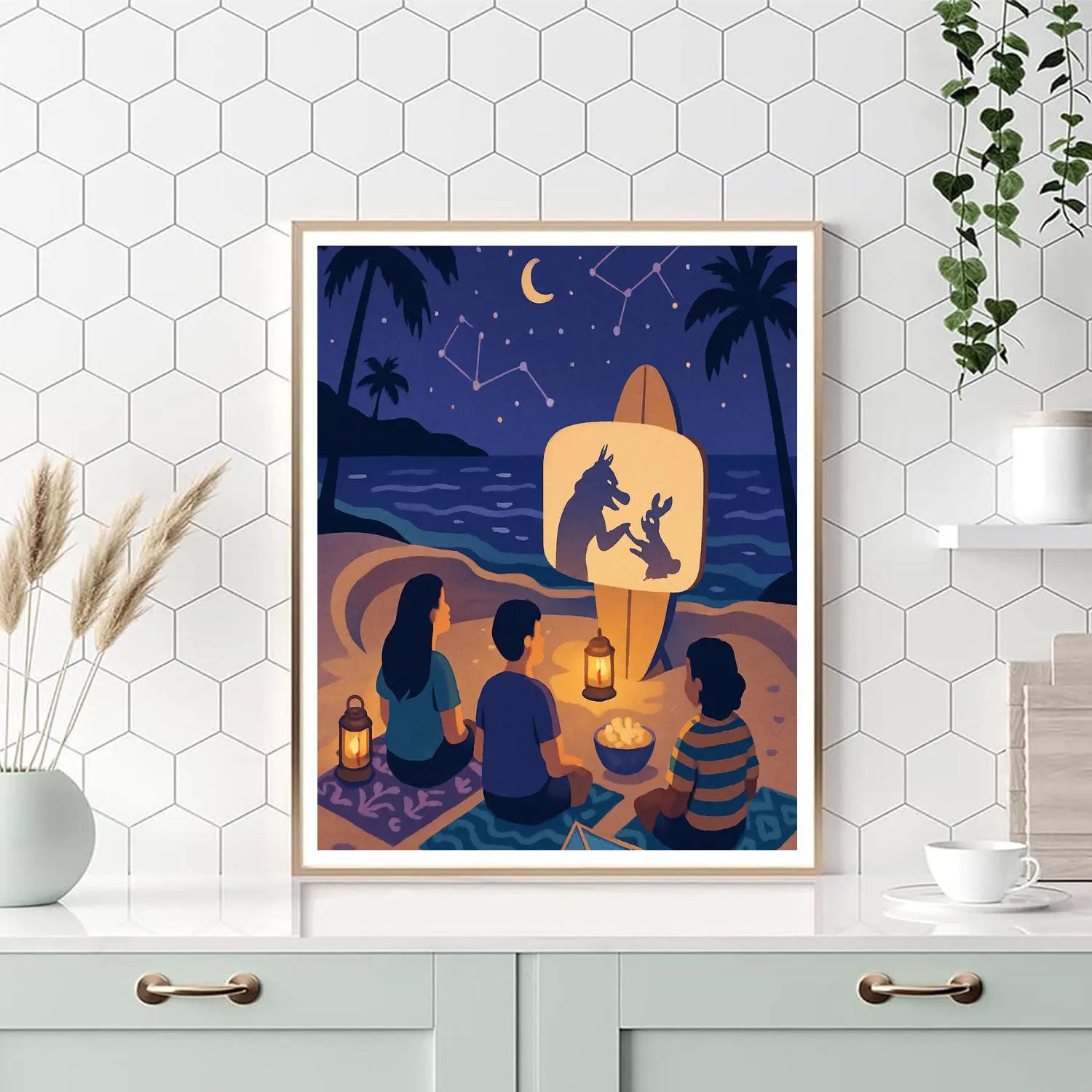 Sand Theater Under The Stars At Beach paint by numbers