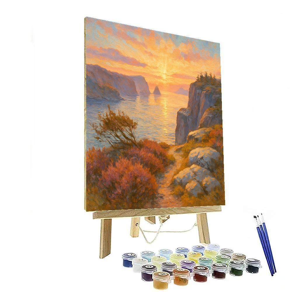 Sunrise Over The Glassy Fjord And Heather Cliffs DIY paint by numbers