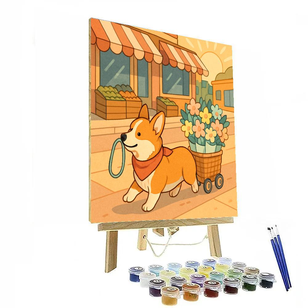 Market Stroll With Dog Companion paint by number