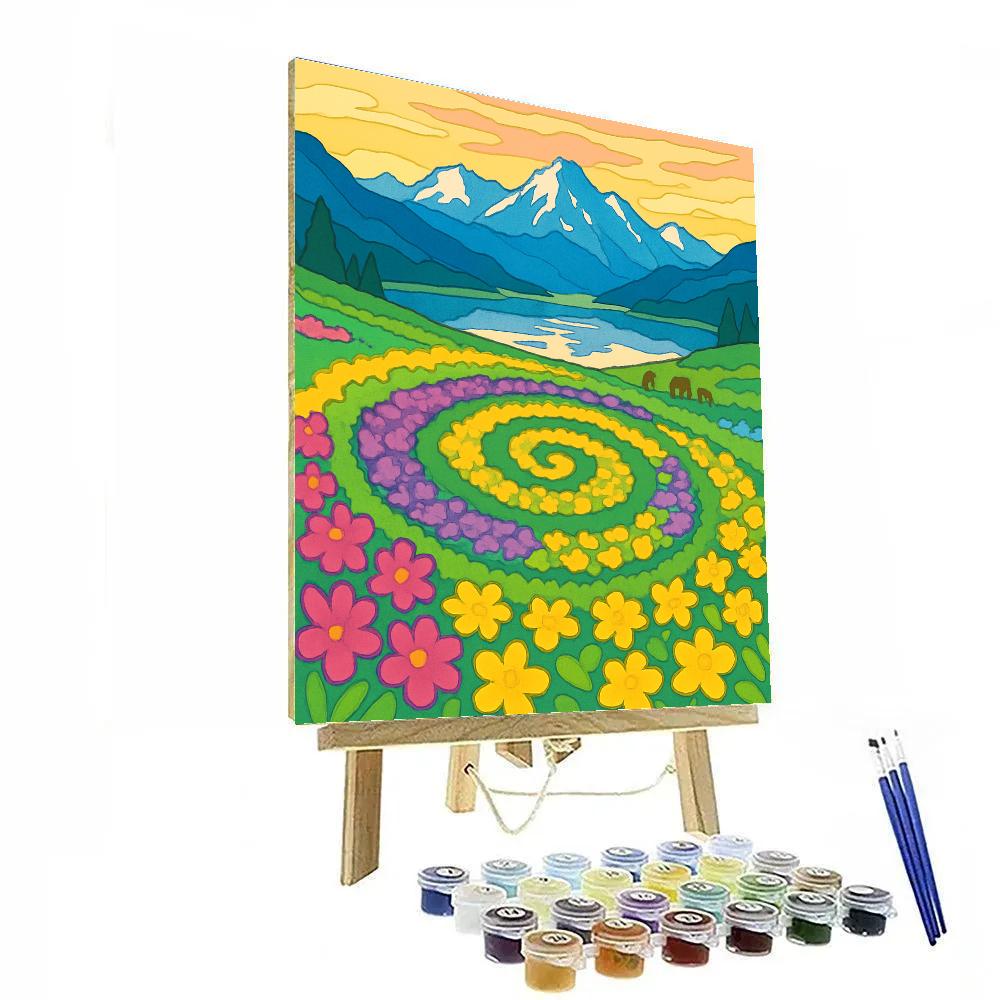 Meadow Spiral With Landscape Horizon Numbered painting kits