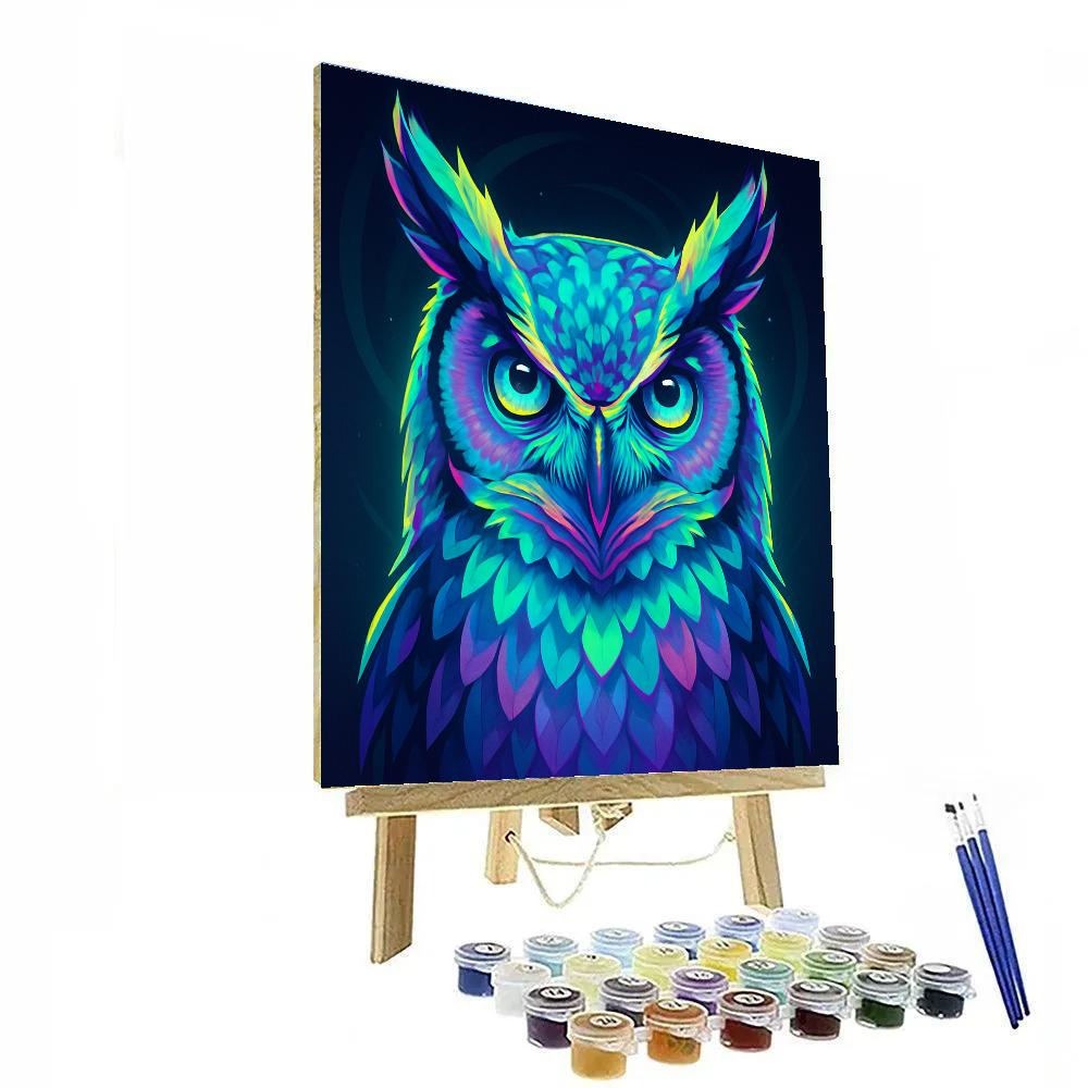 Aurora Horned Owl Oracle Number painting